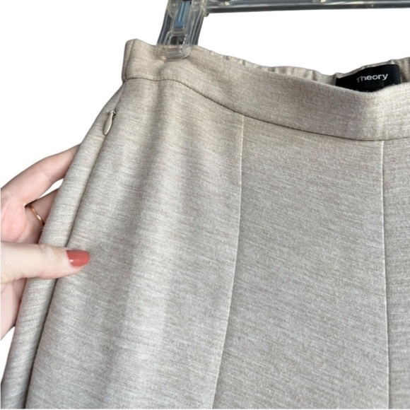 THEORY Slit Flared Demitria Pant in Double-Knit Jersey Oatmeal Size 6 - Picture 6 of 10